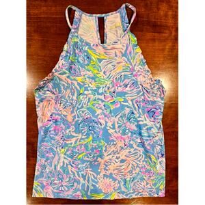 Lilly Pulitzer Halter Top Ruffle Sleeve , Jellyfish, Squid Print , Sz M
